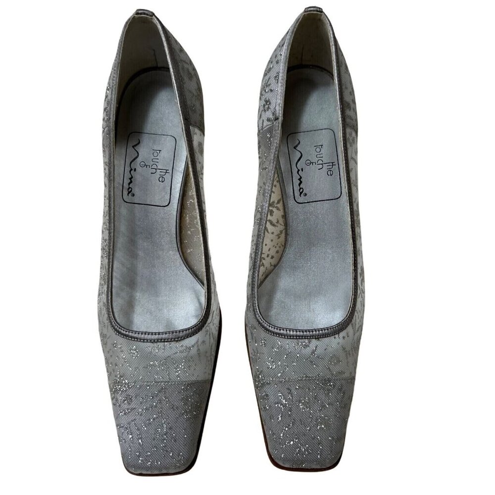 Touch‎ of Nina High Heels Womens 7.5 Silver Transparent Sparkles Synthetic
